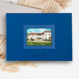 Personalized Navy Blue Wedding Guest Book With Custom Venue Illustration | Photo Frame Guest Book