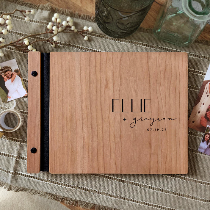 MidCentury Modern Wedding Guest Book Cherry Wood 8.5 x 11 Guest books by Katrina Mejia Minted