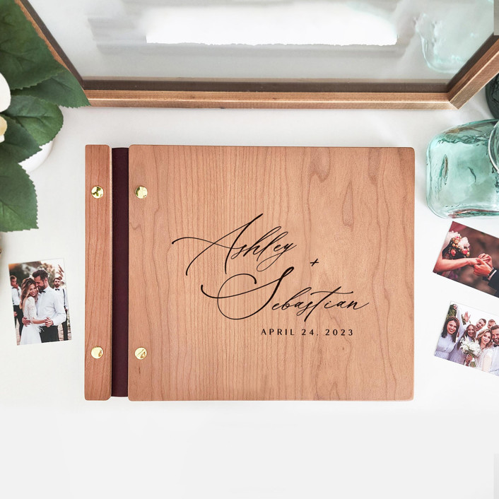 Sophisticated Wedding Guest Book Cherry Wood 8.5 x 11 Guest books by Katrina Mejia Minted