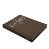 Brown Linen Wedding Guest Book with blue text Guest books