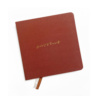 Square Linen Wedding Guestbook | Gold Foil on Rust Brown Linen Fabric Guest books