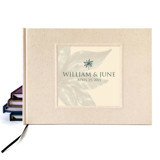 Custom Wedding Guest Book · Botanical Palm · Natural Cream Linen Guest books