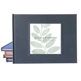 Custom Wedding Guest Book · Botanical Leaf · Classic Dark Gray Linen Guest books