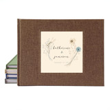 Custom Wedding Guest Book · Vintage Floral Bouquet · Rustic Brown Linen Guest books