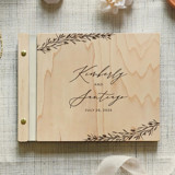Floral Grace Wedding Guest Book  | Maple Wood | 8.5 x 11 Guest books
