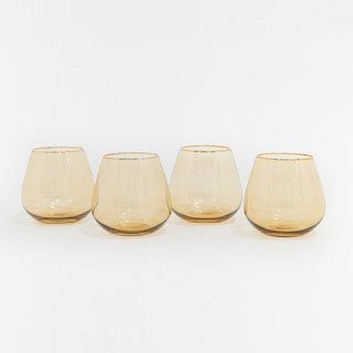 SET OF 4 - SIREN STEMWARE // SHORT STEMLESS IN ORO Drinkware