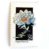 Fragrant Water Lily Postage Stamps | American Wildflower Series | Light Blue Flower | Botanical | Vintage Unused USPS Postage 29c | Pack of 10 Postage Stamps