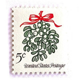 Mistletoe Postage Stamps | Christmas Issue | Christmas Stamps | Vintage Unused USPS Postage 5c | Pack of 20 Postage Stamps