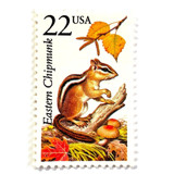 Eastern Chipmunk Postage Stamps | North American Wildlife Series | Vintage Unused USPS Postage 22c | Pack of 10 Postage Stamps