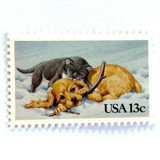 "Kitten and Puppy" Postage Stamps | Christmas Issue | Unused USPS Postage 13c | Pack of 20 Postage Stamps
