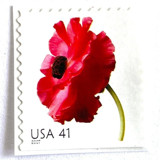 Poppy Postage Stamps | Beautiful Blooms Series | Red Flowers | Botanical | Wedding Stamps | Vintage Unused USPS Postage 41c | Pack of 10 Postage Stamps