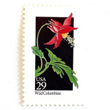 Wild Columbine Postage Stamps | American Wildflower Series | Red Flower | Botanical | Vintage Unused USPS Postage 29c | Pack of 10 Postage Stamps