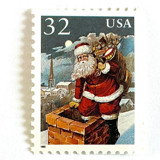 “Santa & Chimney” Postage Stamps | Santa and Children Set | Contemporary Christmas Series | Vintage Unused USPS Postage 32c | Pack of 10