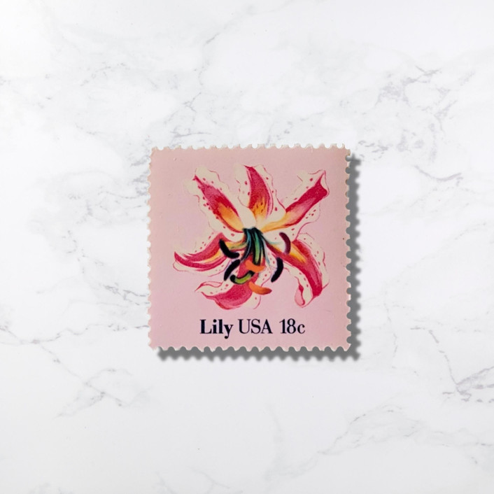 Lily Vintage Stamp, 18 cents, 1981 5 each Stamps by The Silver