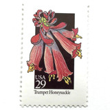 Trumpet Honeysuckle Postage Stamps | American Wildflower Series | Red Flower | Botanical | Vintage Unused USPS Postage 29c | Pack of 10 Postage Stamps