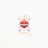 Forever Holiday Joy Red Ornament and Blue Flower Postage Stamps // Set of 10 // UNUSED