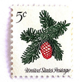Sprig of Conifer Postage Stamps | Christmas Issue | Christmas Stamps | Vintage Unused USPS Postage 5c | Pack of 20 Postage Stamps