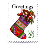 "Christmas Stocking" Postage Stamps | Contemporary Christmas Series | Unused USPS Postage 29c | Pack of 20