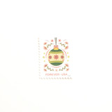 Forever Holiday Joy Ornament Postage Stamps // Green Ornament And Pink Flowers // UNUSED Postage Stamps
