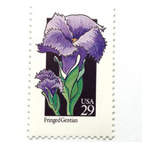 Fringed Gentian Postage Stamps | American Wildflower Series | Purple Flower | Botanical | Vintage Unused USPS Postage 29c | Pack of 10 Postage Stamps