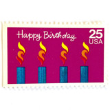 Happy Birthday Postage Stamps | Birthday Cake Candles | Special Occasions Series | Vintage Unused USPS Postage 25c | Pack of 10 Postage Stamps