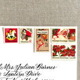 Christmas Red Vintage Postage, 10 Sets Postage Stamps