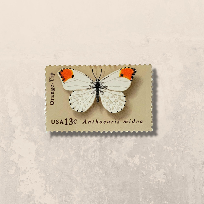 Butterfly OrangeTip Vintage Stamp, 13 cents, 1977 5 each Postage Stamps by The Silver