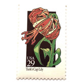 Turk's Cap Lily Postage Stamps | American Wildflower Series | Red Flower | Botanical | Vintage Unused USPS Postage 29c | Pack of 10 Postage Stamps