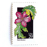 Herb Robert Postage Stamps | American Wildflower Series | Pink Flower | Botanical | Vintage Unused USPS Postage 29c | Pack of 10 Postage Stamps