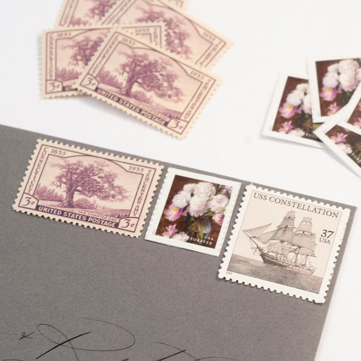 Blush Floral and Neutral Ship Vintage Postage Set // 1 ounce plus non