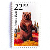 Alaskan Brown Bear Postage Stamps | North American Wildlife Series | Vintage Unused USPS Postage 22c | Pack of 10 Postage Stamps