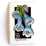 Virginia Bluebells Postage Stamps | American Wildflower Series | Blue Flower | Botanical | Vintage Unused USPS Postage 29c | Pack of 10 Postage Stamps