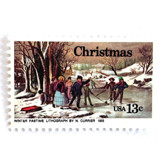 "Currier's Winter Pastime" Postage Stamps | Contemporary Christmas Series | Unused USPS Postage 13c | Pack of 20 Postage Stamps