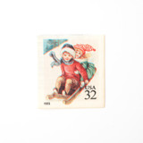 32 Cent Children Sledding Postage // Set of 10 // UNUSED Holiday Postage Postage Stamps
