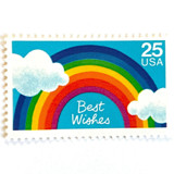 Best Wishes Postage Stamps | Rainbow & Clouds | Special Occasions Series | Wedding Stamps | Vintage Unused USPS Postage 25c | Pack of 10 Postage Stamps