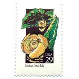 Indian Pond Lily Postage Stamps | American Wildflower Series | Yellow Flower | Botanical | Vintage Unused USPS Postage 29c | Pack of 10 Postage Stamps