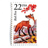 Red Fox Postage Stamps | North American Wildlife Series | Vintage Unused USPS Postage 22c | Pack of 10 Postage Stamps