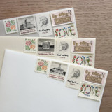 76 cents . Floral Love vintage postage stamps . Set of 5 Postage Stamps