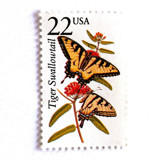 Tiger Swallowtail Butterfly Postage Stamps | North American Wildlife Series | Vintage Unused USPS Postage 22c | Pack of 10 Postage Stamps