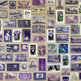 78 cents . Purple Vintage Postage Stamp Variety Pack . Set of 5 Postage Stamps
