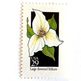 Large-Flowered Trillium Postage Stamps | American Wildflower Series | White Flower | Ohio State Wildflower | Botanical | Vintage Unused USPS Postage 29c | Pack of 10 Postage Stamps