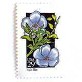 Wild Flax Postage Stamps | American Wildflower Series | Blue Flower | Botanical | Vintage Unused USPS Postage 29c | Pack of 10 Postage Stamps