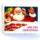 "Santa in Chimney" Postage Stamps | Contemporary Christmas Series | Unused USPS Postage 29c | Pack of 20 Postage Stamps