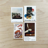 79 cents . Neutral Art vintage postage stamps . Set of 5 Postage Stamps
