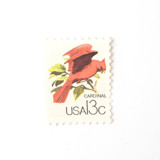 13 Cent Red Cardinal Postage Stamps // Set of 10 // UNUSED Vintage Stamps Postage Stamps