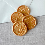 Yellow Gold floral pattern 3D wax seal stickers | Set of 10 Wax Seals
