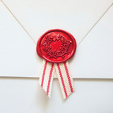 Festive Wax Seal with Striped Ribbon- Customizable- Set of 10 Wax Seals