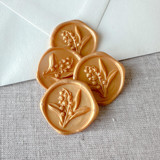 Yellow Gold Lily of the Valley 3D wax seal stickers | Set of 10 Wax Seals