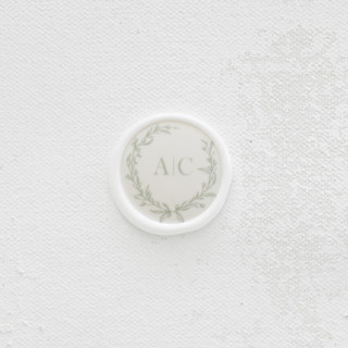 Custom Green Floral Wreath with Monogram Wax Seals | Set of 25 Wax Seals