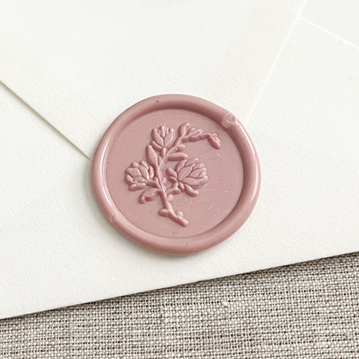 Magnolia selfadhesive wax seal in rose pink Set of 10 Wax Seals by